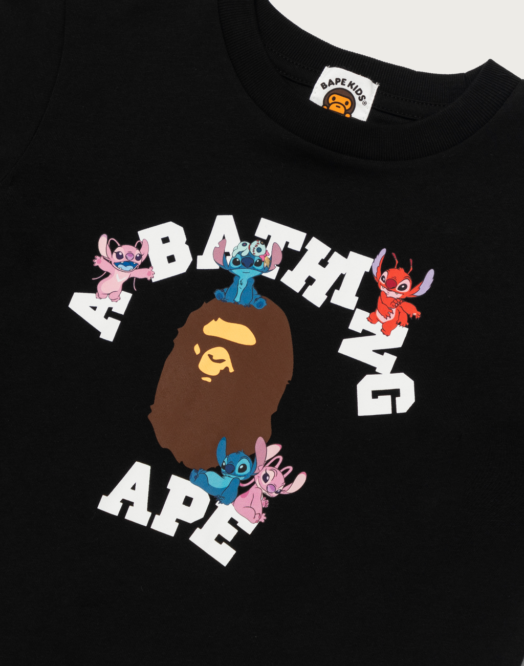 BAPE X DISNEY STITCH AND FRIENDS COLLEGE TEE KIDS