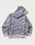 CAMO FAKE PRINT RELAXED FIT SHARK FULL ZIP HOODIE MENS