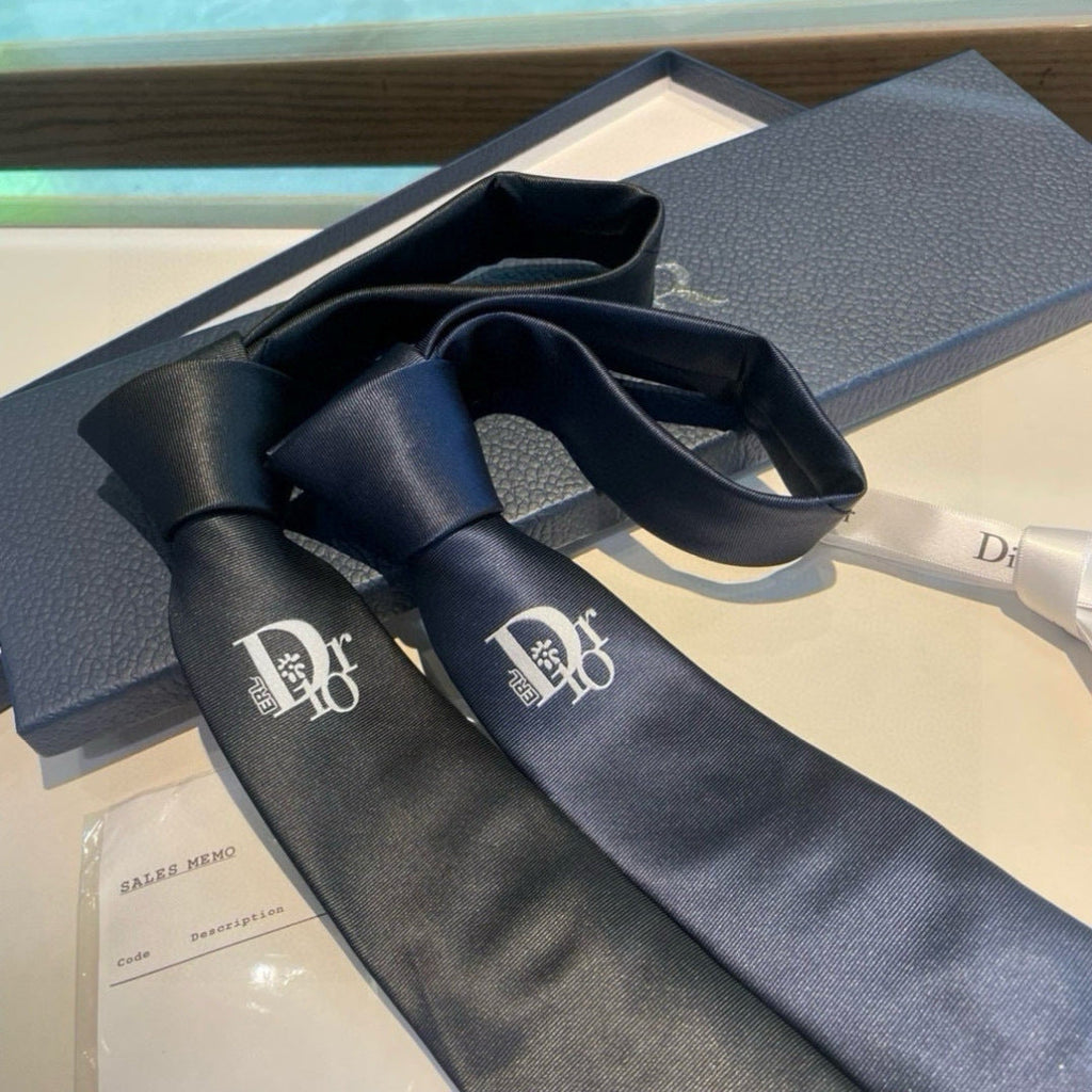 Dior Style Men's Oblique Logo Silk Tie