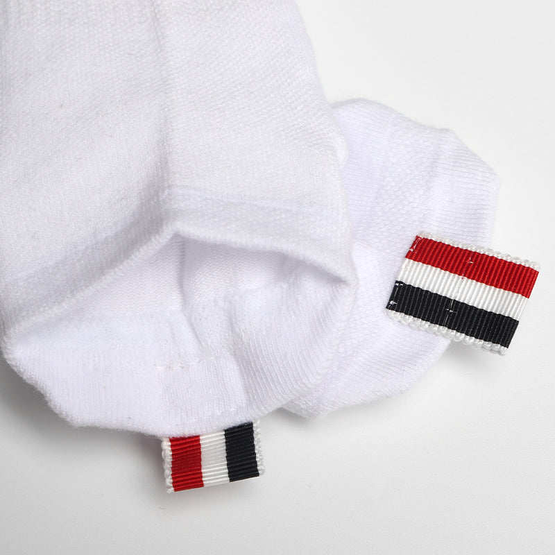 Solid color thin boat socks