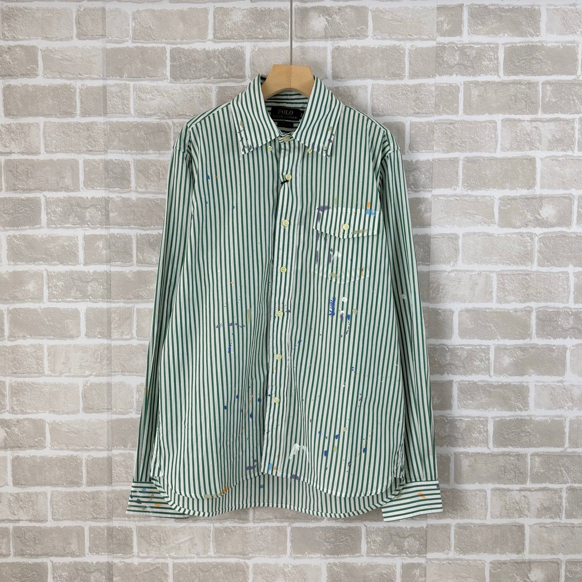 Ralph Lauren Men's Paint‑Splatter Striped Long‑Sleeve Button‑Down Shirt