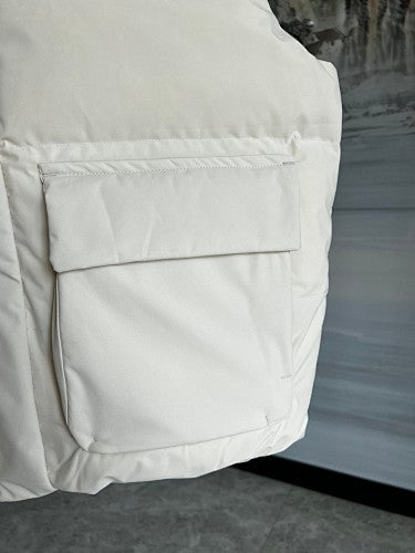 MLB White B Logo Quilted Puffer Vest with Oversized Back Graphic