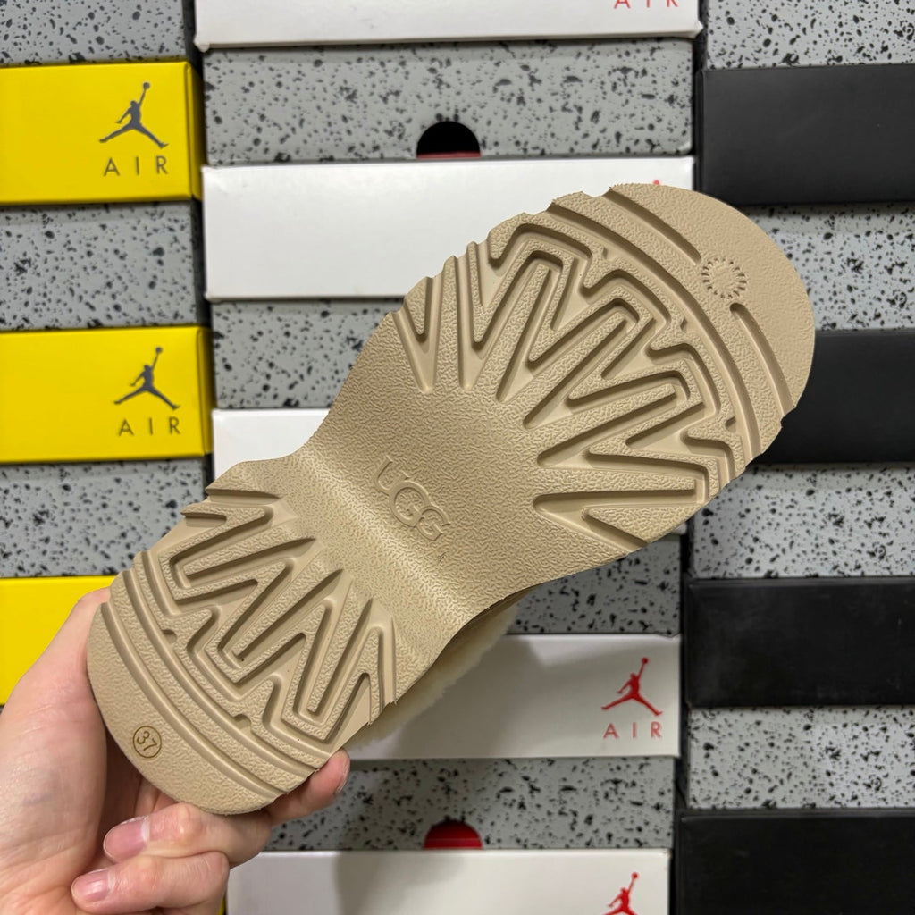 UGG Funkette Platform Clog – Women's Sherpa-Collar Suede Mule in Sand