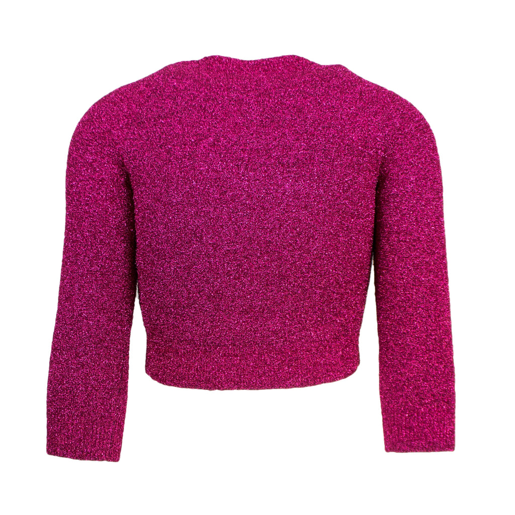 Pink Metallic Cropped Crewneck Sweater