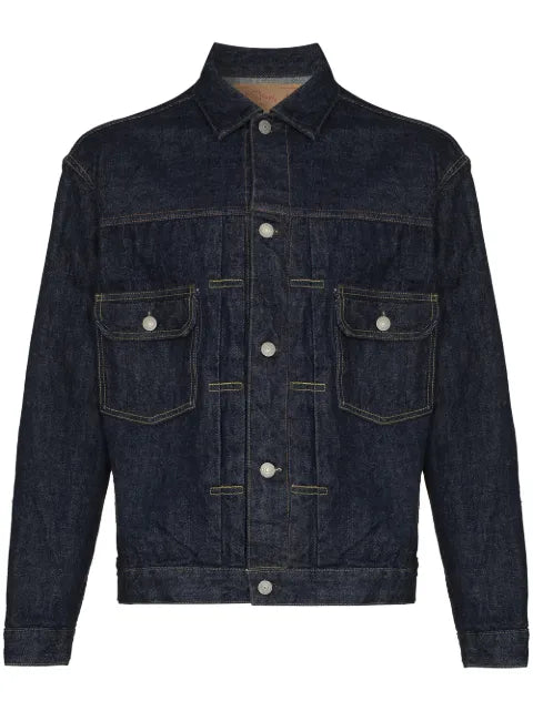 Orslow contrast-stitched denim jacket