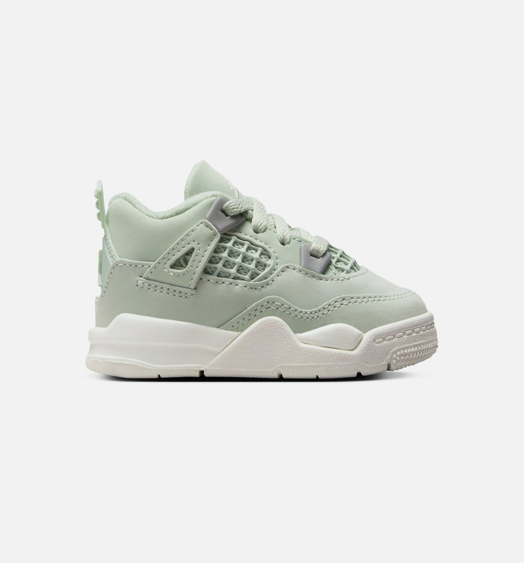 Air Jordan 4 Retro Abundance Infant & Toddler Sneakers - Seafoam / Sail / Metallic Silver
