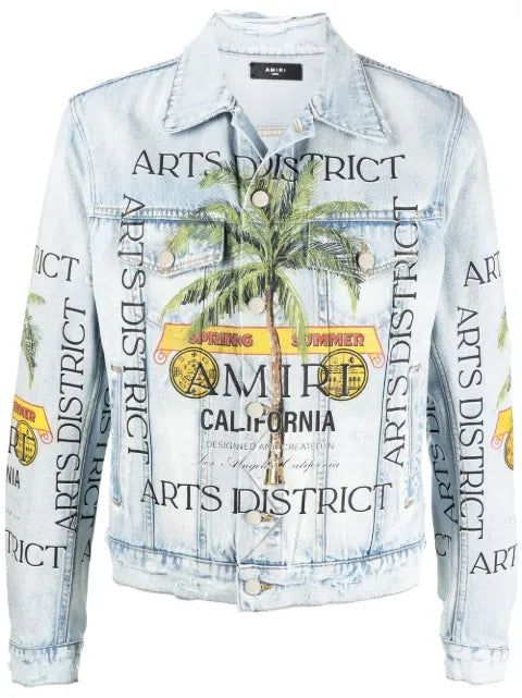 AMIRI graphic-print distressed-effect denim jacket