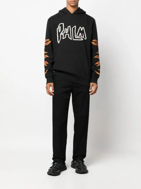 Palm Angels flame-print cotton hoodie