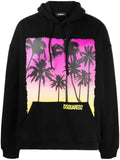 DSQUARED2 palm-tree print cotton hoodie