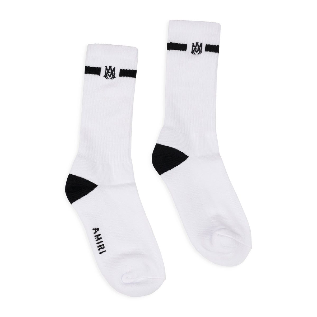 Black/White MA Embroidery Patch Socks