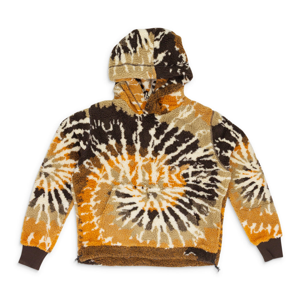 Brown / Orange Tie Dye Polar Fleece Hoodie