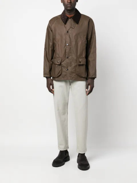 Barbour Bedale logo-embroidered wax jacket