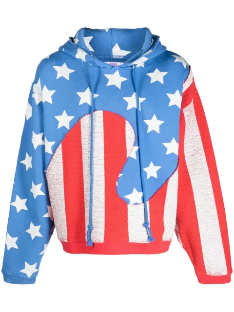 ERL flag-print cotton hoodie