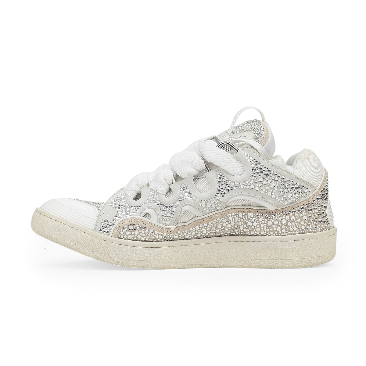 WHITE/SILVER CURB SNEAKERS
