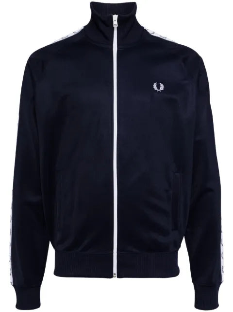 Fred Perry wreath-embroidered logo-tape track jacket