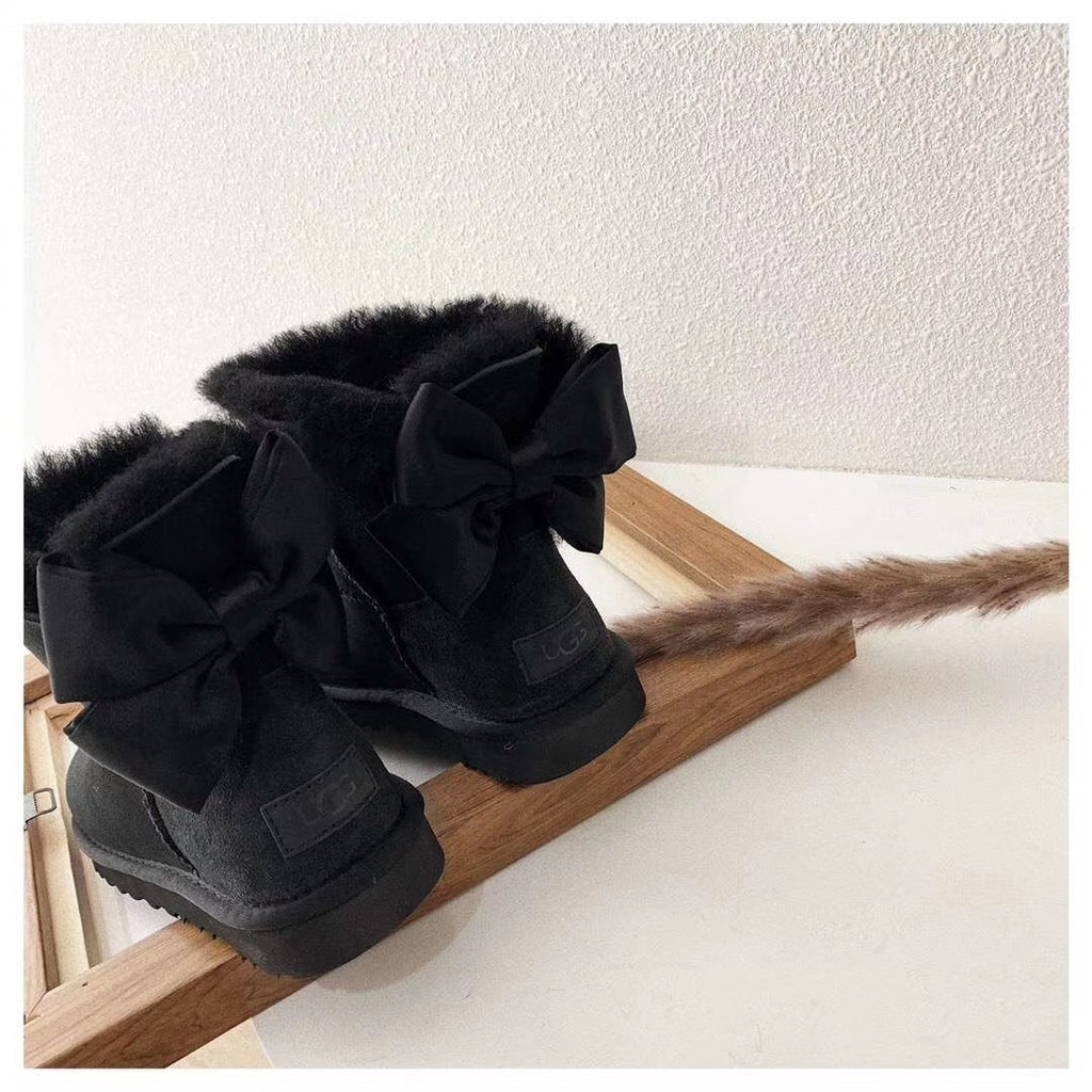 Black Elegant Bow Detail Ankle Boots — New Arrival | In Stock