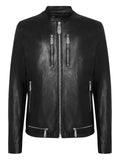 Philipp Plein leather zip-front jacket