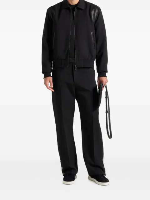 Manière De Voir leather panelled Varsity jacket- black
