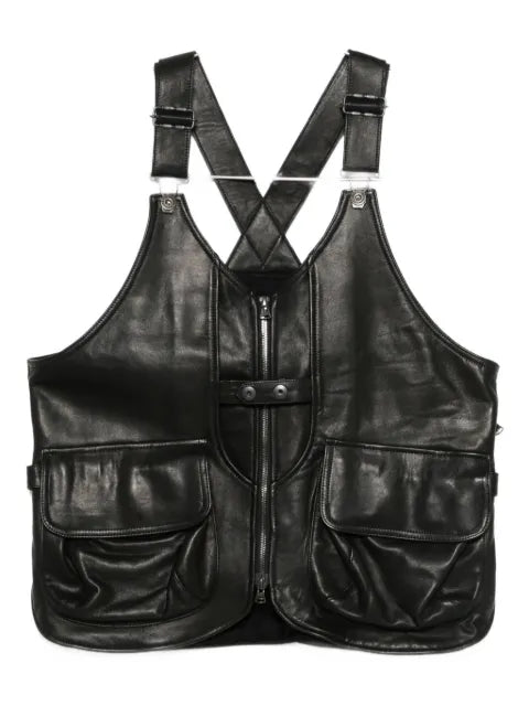 Yohji Yamamoto pocketed leather waistcoat