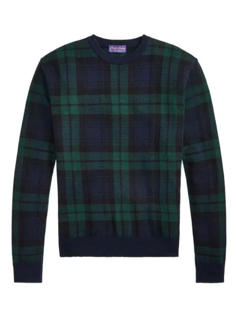 Ralph Lauren Purple Label plaid-pattern crew-neck sweater