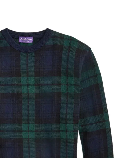 Ralph Lauren Purple Label plaid-pattern crew-neck sweater