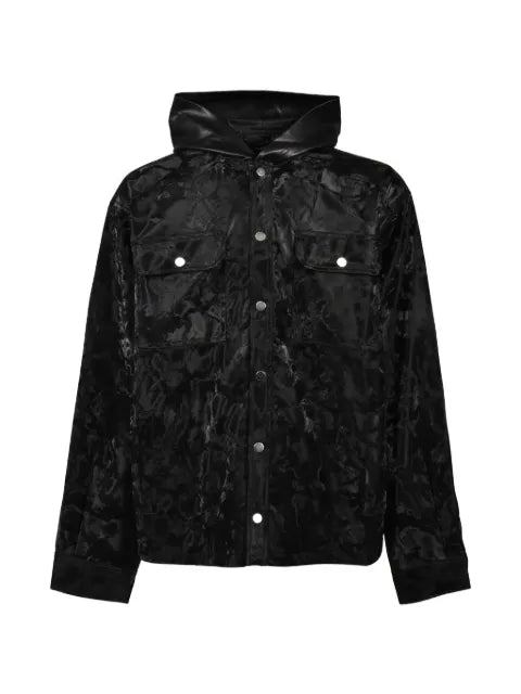 BREATH faux-leather hooded jacket