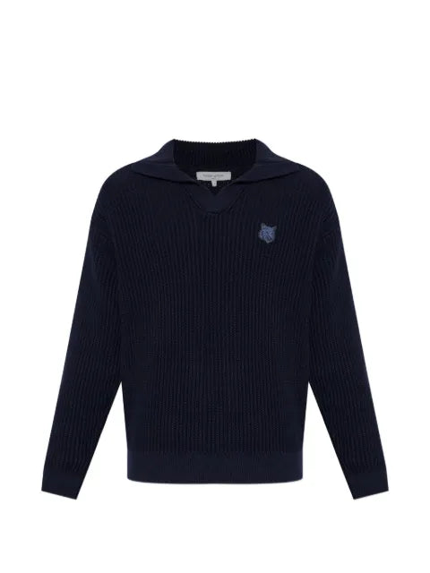 Maison Kitsuné logo-embroidered V-neck sweater