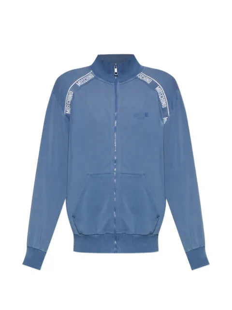 Moschino logo-tape zip-up sweater