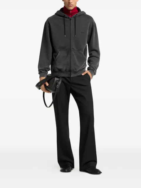Courrèges logo print stonewashed zipped hoodie