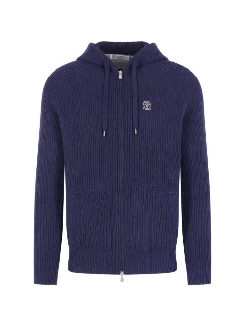 Brunello Cucinelli ribbed-knit zip-up hoodie
