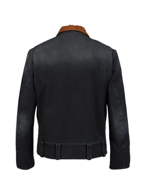 Marni logo-embroidered contrast-collar jacket