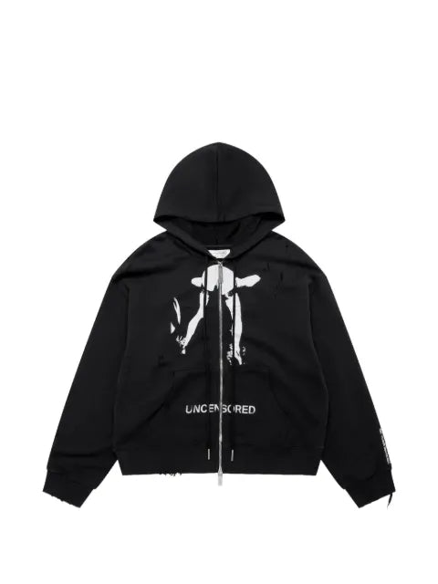 matieres fecales Cul graphic-print distressed hoodie