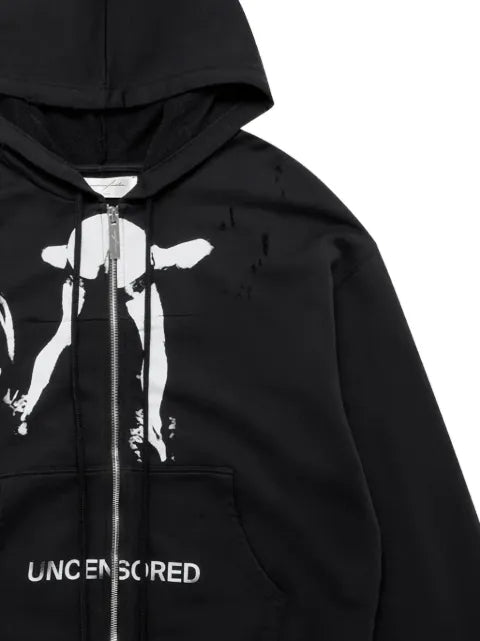matieres fecales Cul graphic-print distressed hoodie