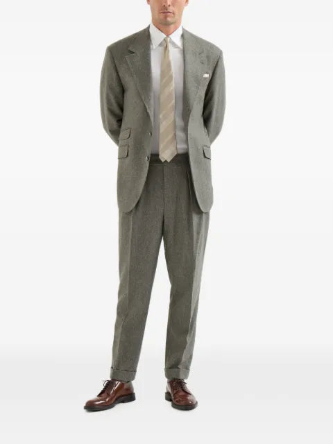 Brunello Cucinelli virgin wool flannel Cavallo Tailor blazer with metal buttons