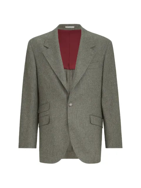 Brunello Cucinelli virgin wool flannel Cavallo Tailor blazer with metal buttons