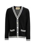 Valentino Garavani striped-trim V-neck cardigan