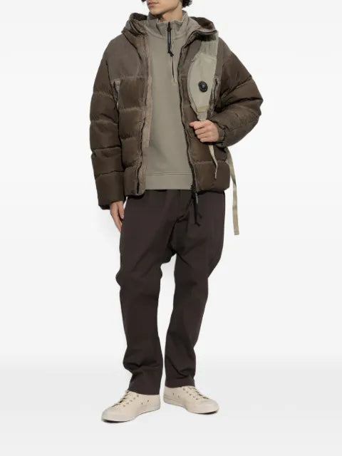 C.P. Company brushed and emerized diagonal fleece mixed boxy half zip Lens sweatshirt