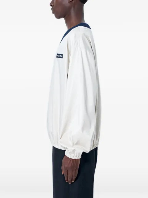 Miu Miu logo-patch V-neck sweater