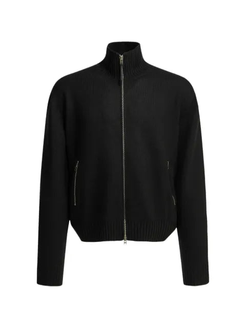 TOM FORD leather-patch zip-up cardigan