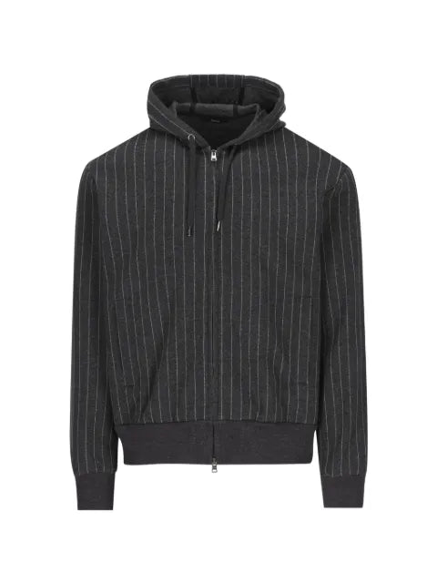 Herno pinstripe-pattern drawstring-hood hoodie