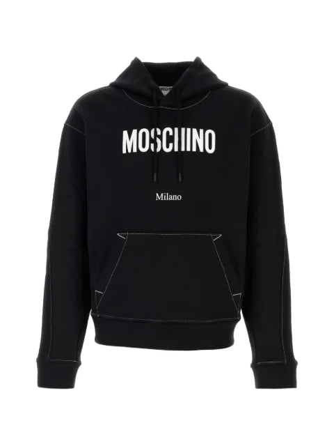 Moschino contrast-stitch logo-print hoodie