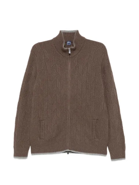 Fedeli cable-knit zip-fastening cardigan
