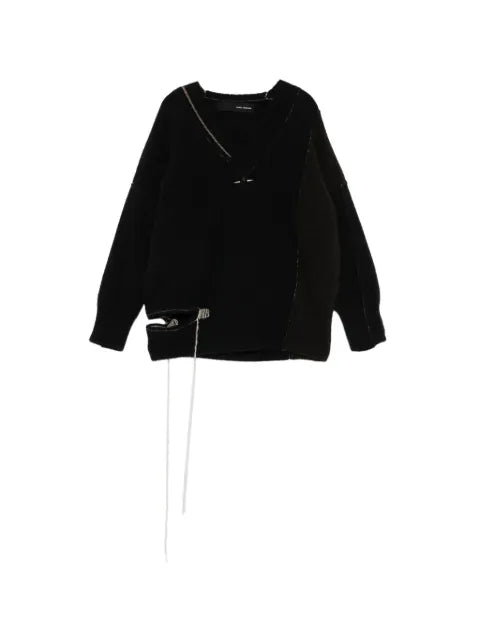 Isabel Benenato distressed V-neck sweater