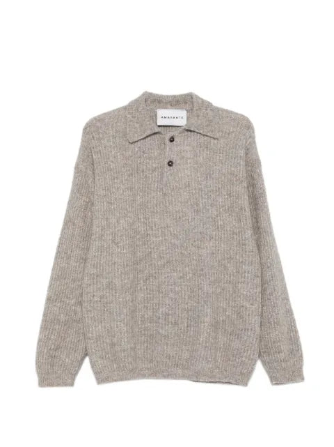 AMARANTO  ribbed-knit button-up sweater