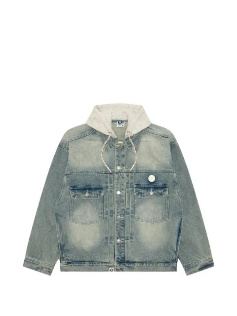 AAPE BY *A BATHING APE® AAPENOW hooded logo-embroidered denim jacket
