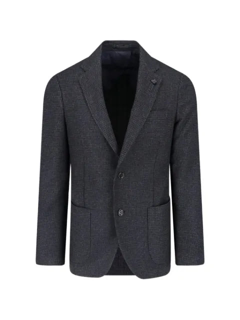 Lardini check-pattern notched-lapel blazer