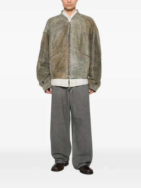 Ziggy Chen faded-effect leather jacket