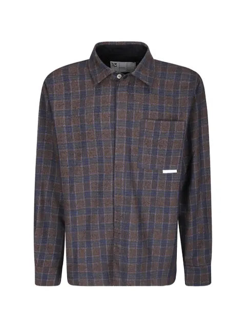GR10K plaid snap-button overshirt