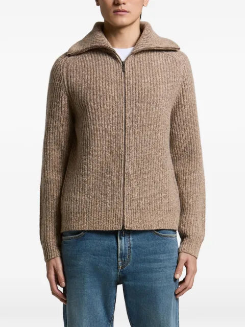 Peserico ribbed-knit zip-up cardigan