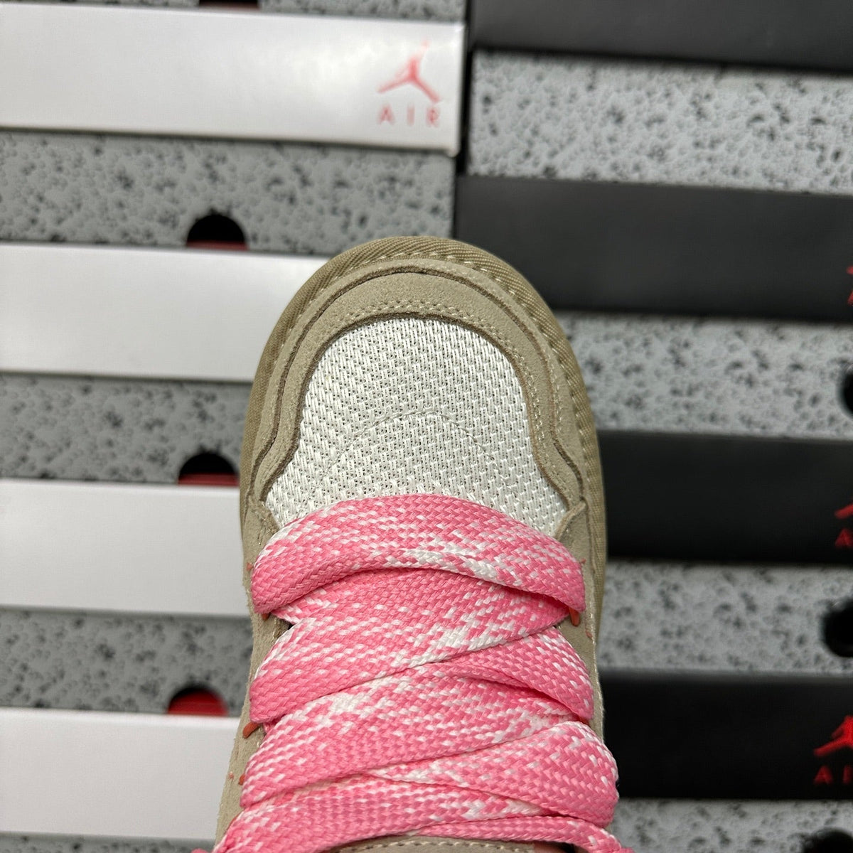 UGG Lowmel Lace-Up Sneaker – Suede & Mesh Low-Top Trainer with Pink UGGplush Lining, Embroidered Charm & Braided Pink Laces in Jasmine